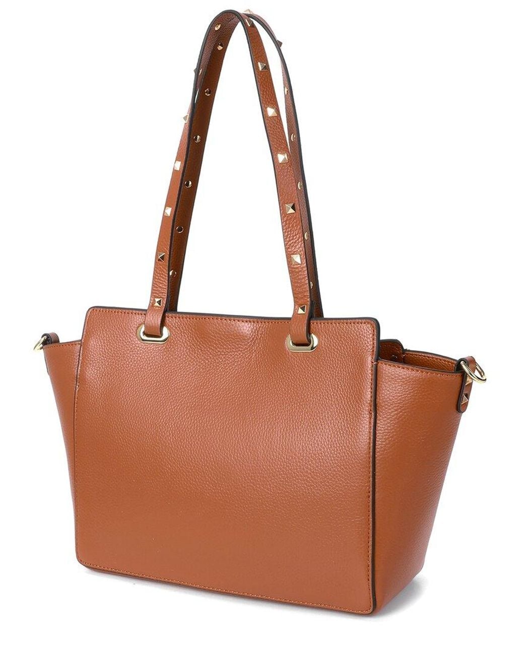 Tiffany & Fred Paris Brown Studded Grained Leather Tote