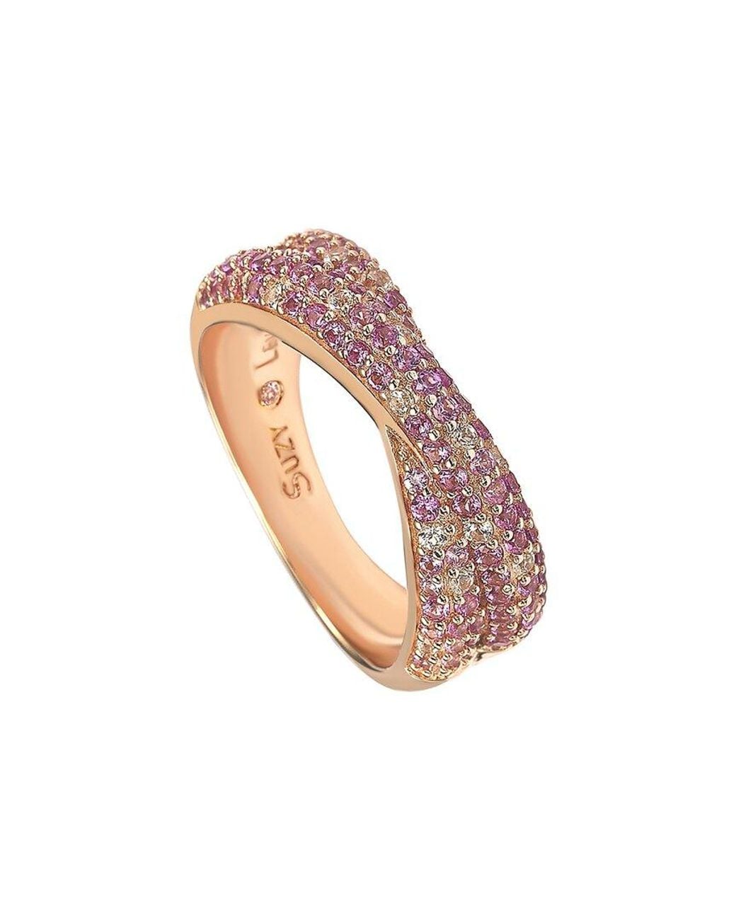 Suzy Levian White Silver 0.02 Ct. Tw. Diamond & Sapphire Half-eternity Ring