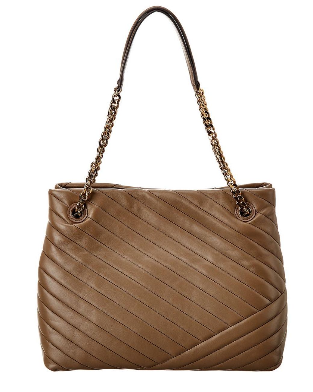 Tory Burch Kira Chevron Leather Tote in Black | Lyst