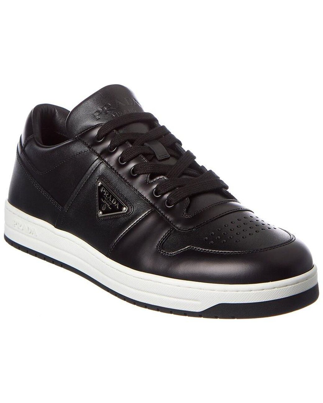 Prada Downtown Leather Sneaker in Black for Men | Lyst