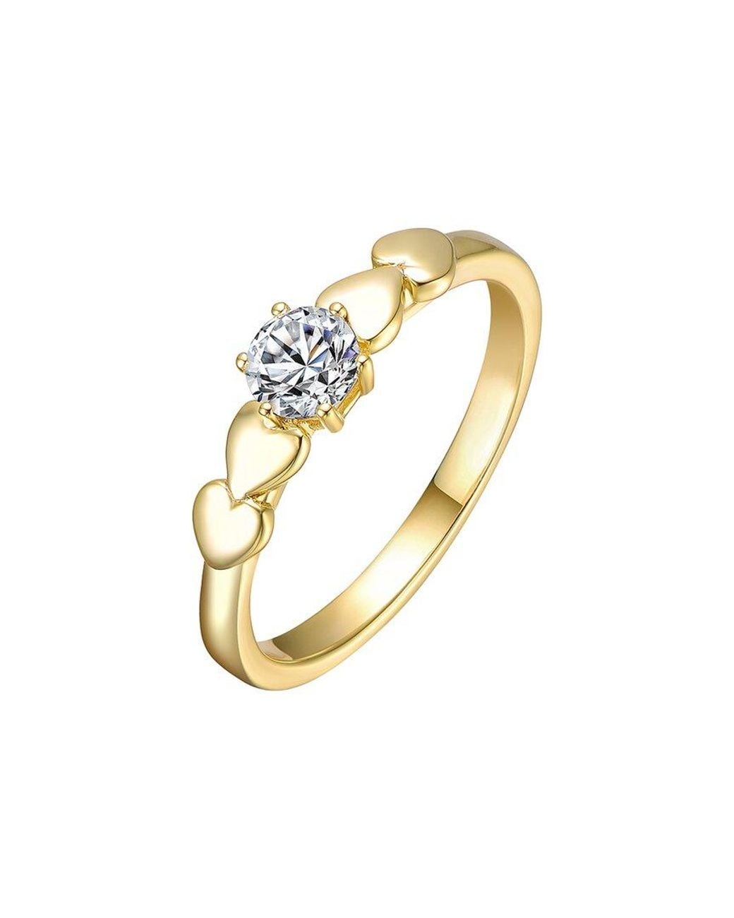 Rachel Glauber Metallic 14K Plated Cz Heart Ring