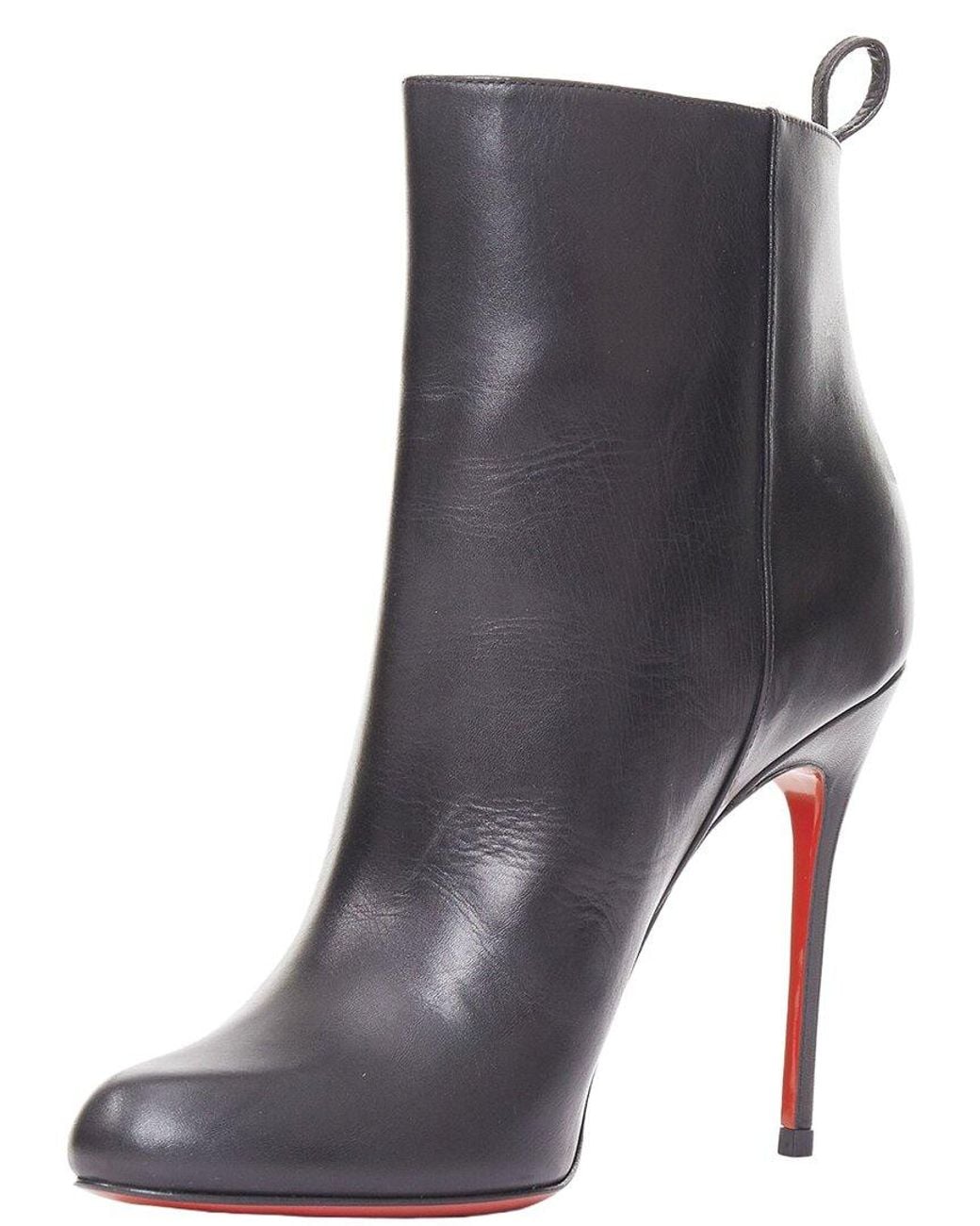 Christian Louboutin Gray Leather Safety 100 Stiletto Boot (Authentic Pre- Loved)
