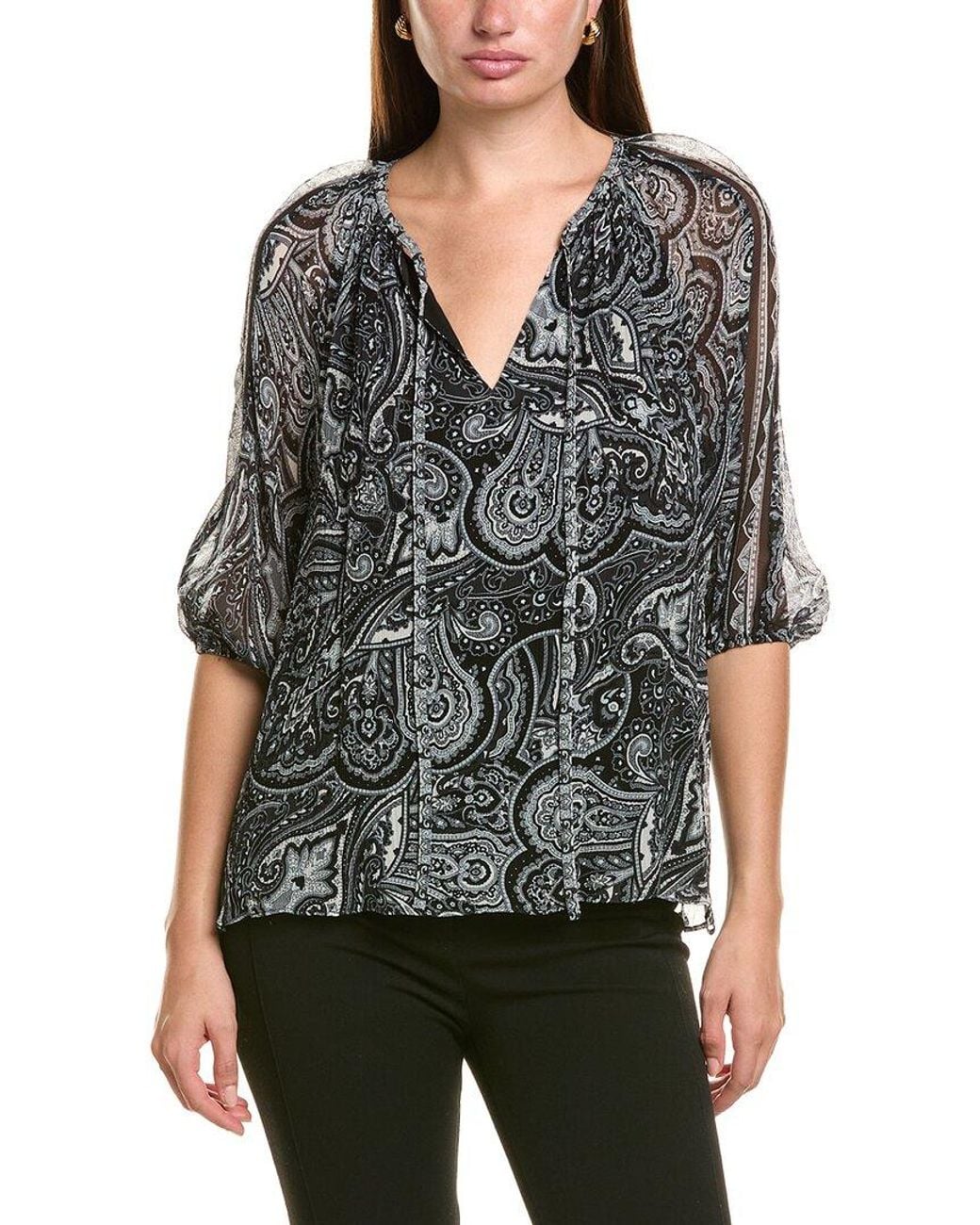 Ramy Brook Black Selva Silk Top