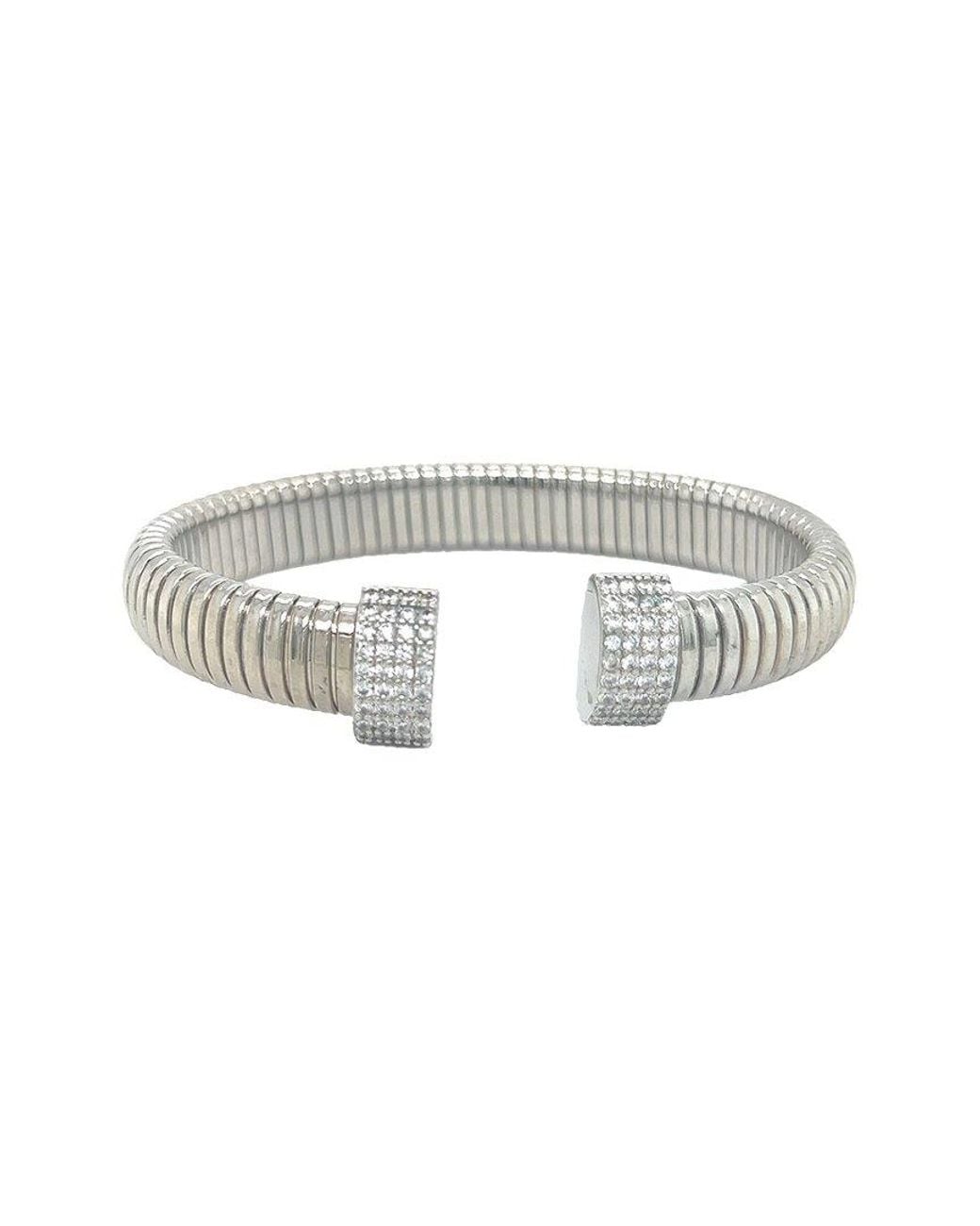 Juvell White 18K Plated Cz Goose Bangle Bracelet
