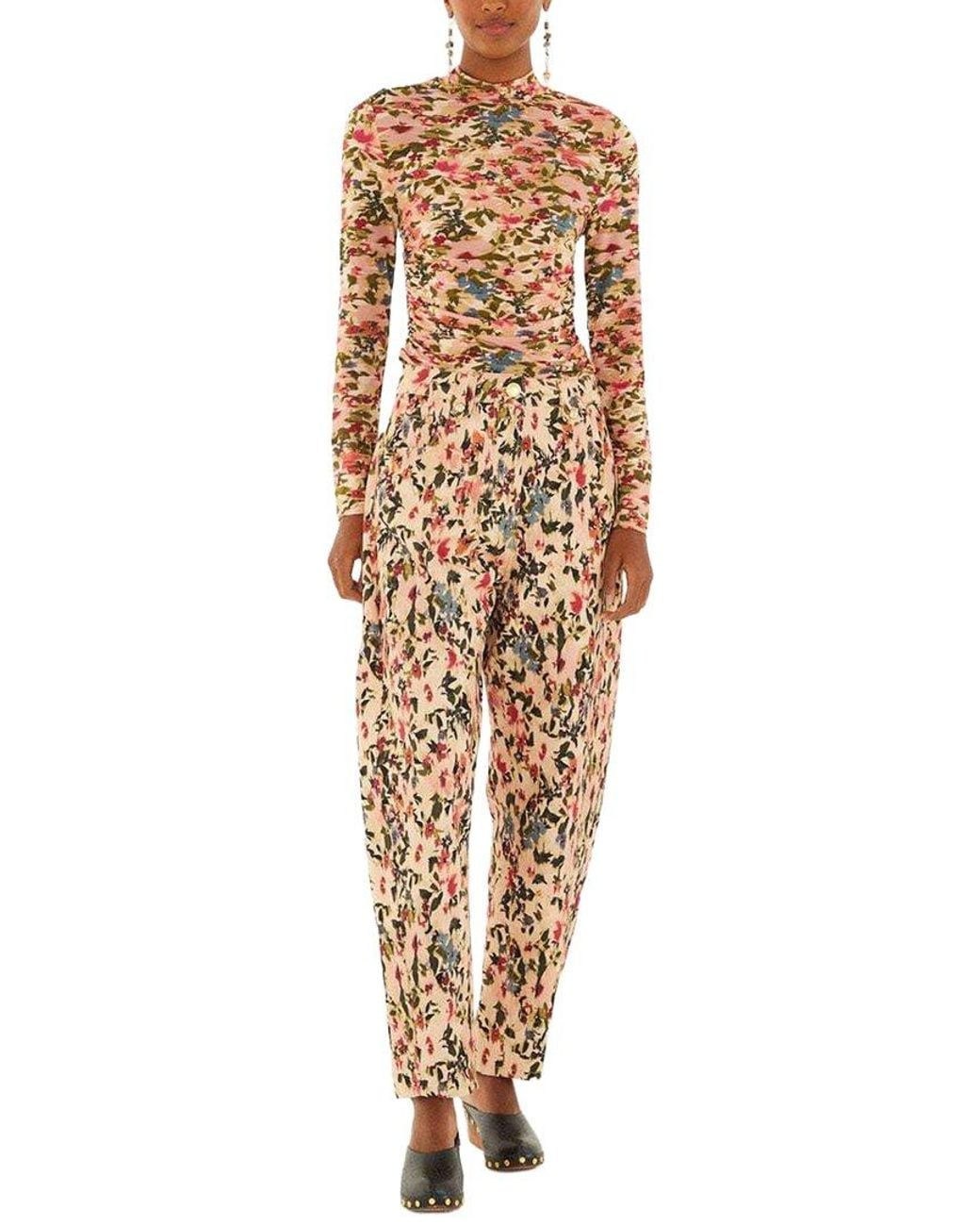 Farm Rio Metallic Tiny Flowers Canvas Ballon Pant