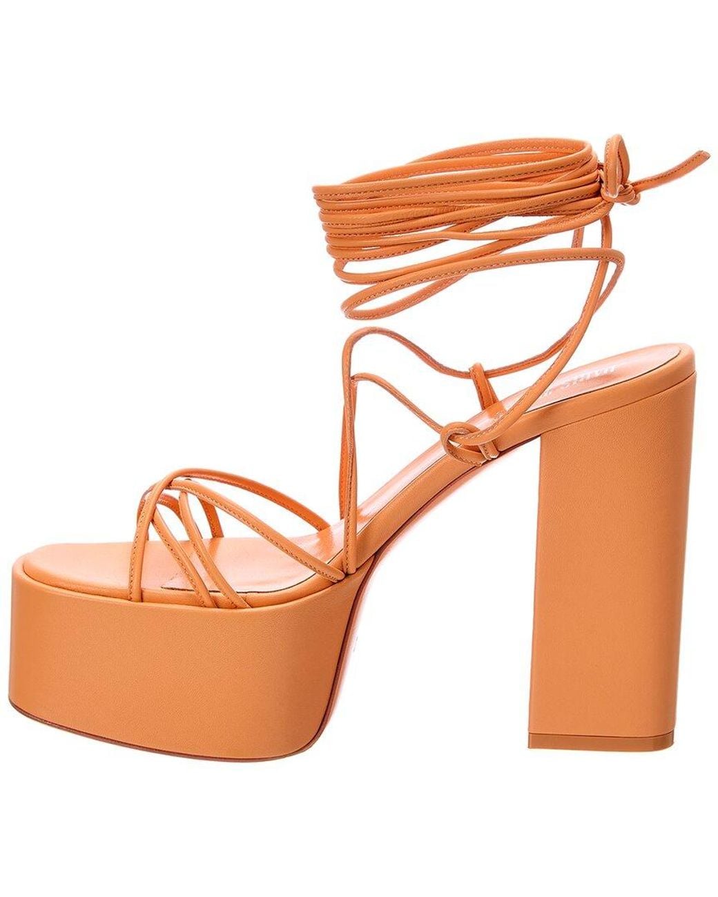 Paris Texas Orange Malena Leather Platform Sandal