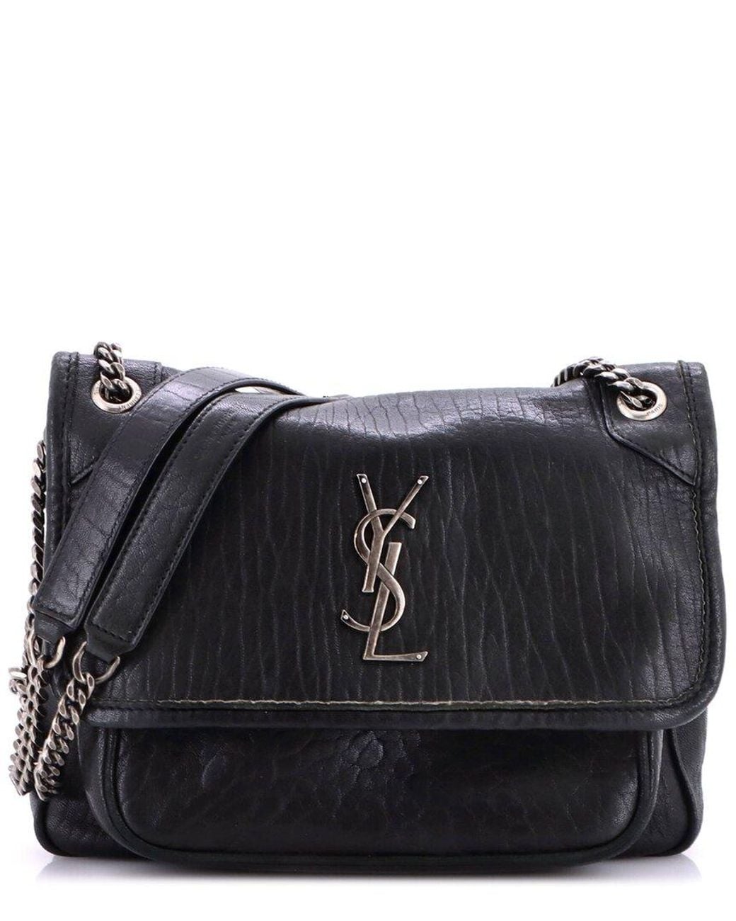 Saint Laurent Black Leather Niki Chain Flap Bag Baby (Authentic Pre-Loved)