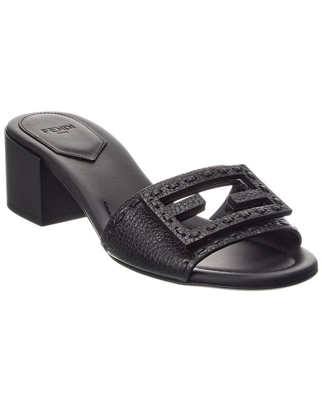 Fendi Black Baguette Leather Sandal