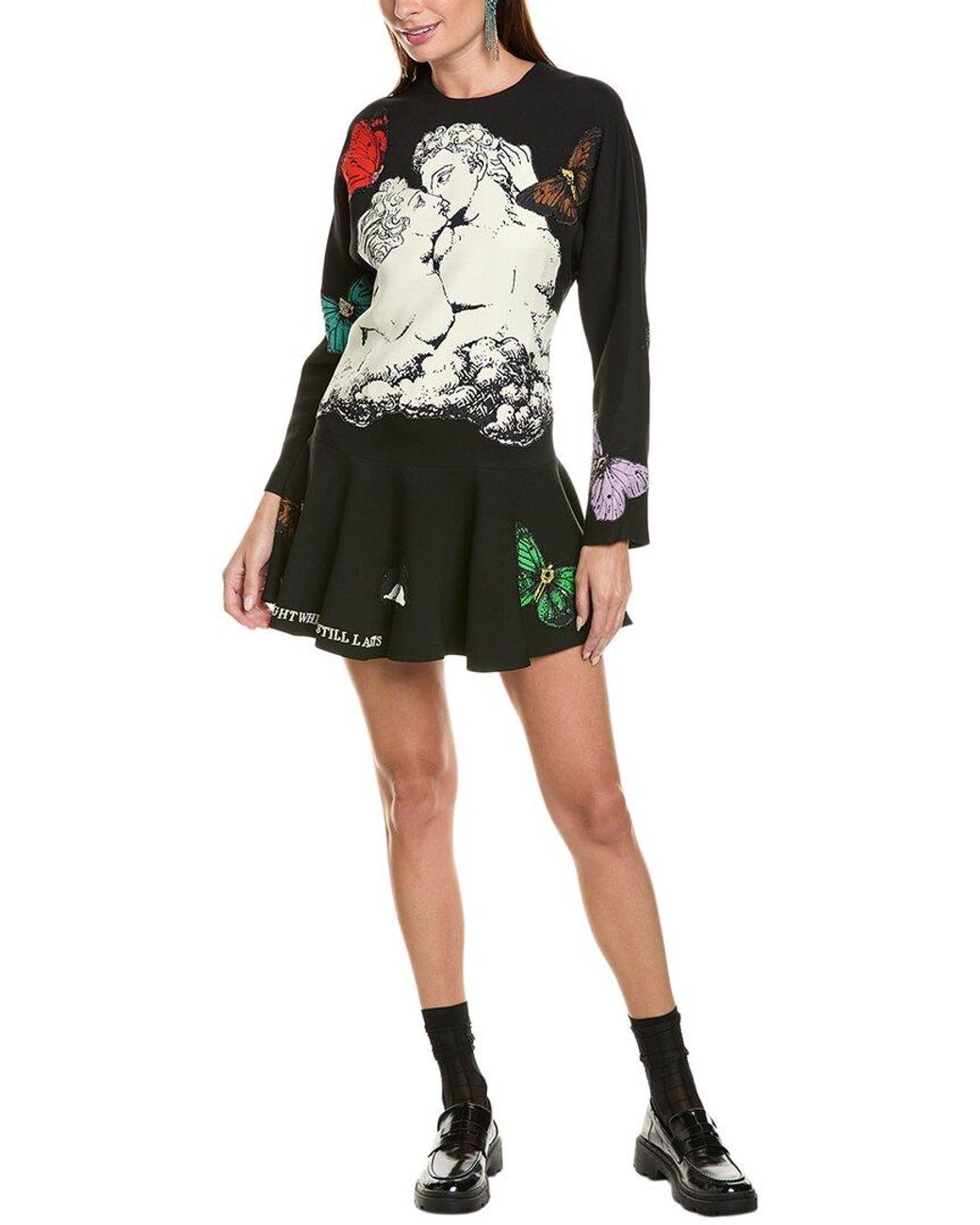 Valentino Black Wool & Silk-blend Shift Dress