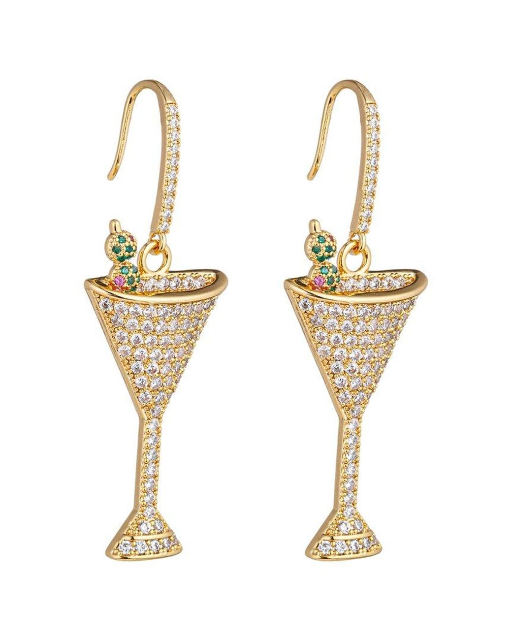 Eye Candy LA Metallic Cz Dirty Martini Drop Earrings