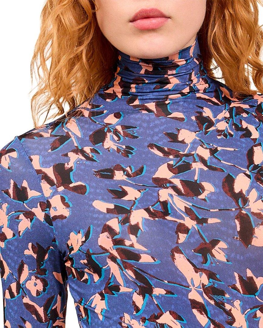 Ulla Johnson Blue Aurelia Jersey Turtleneck Top