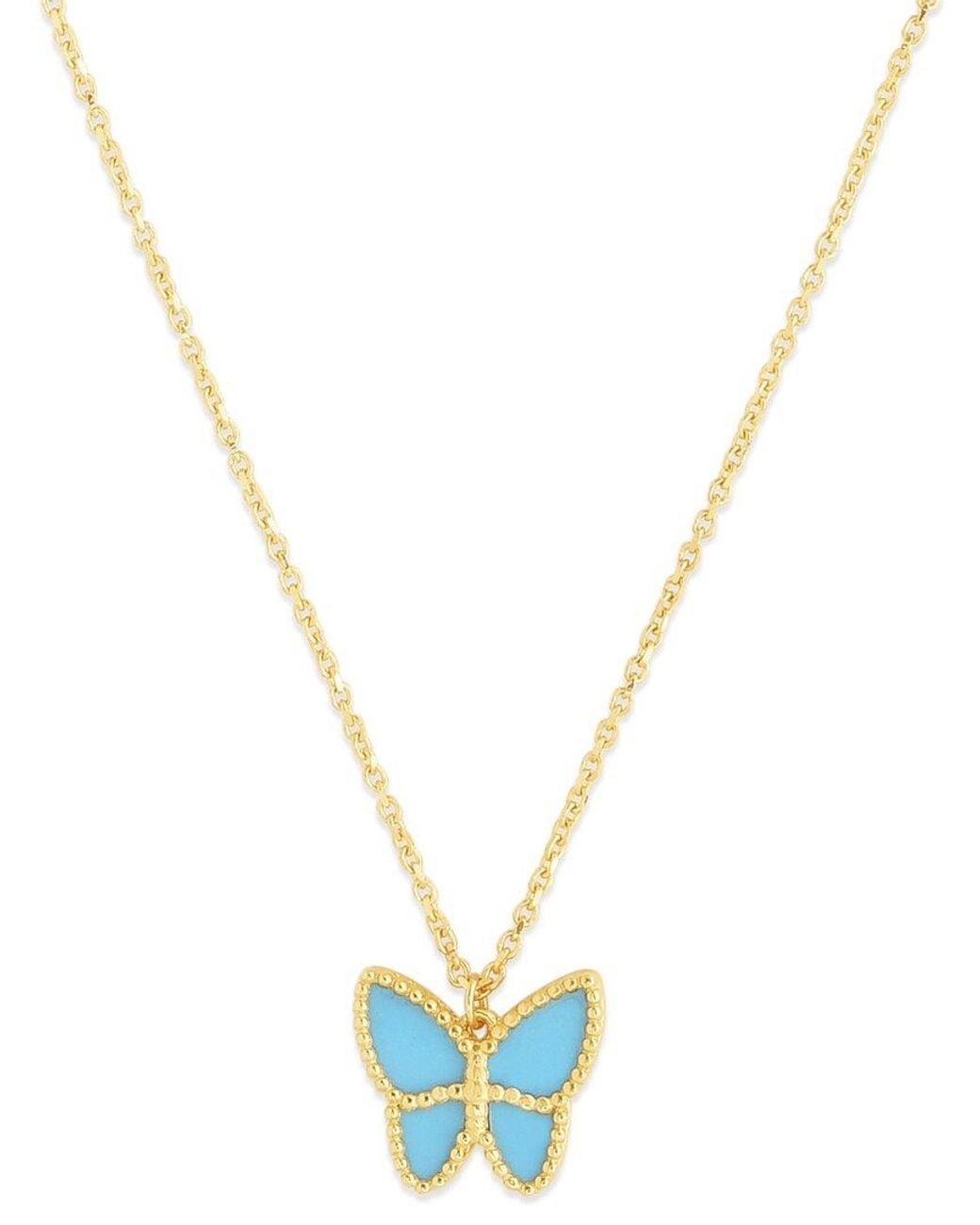Italian Gold White 14K Butterfly Necklace