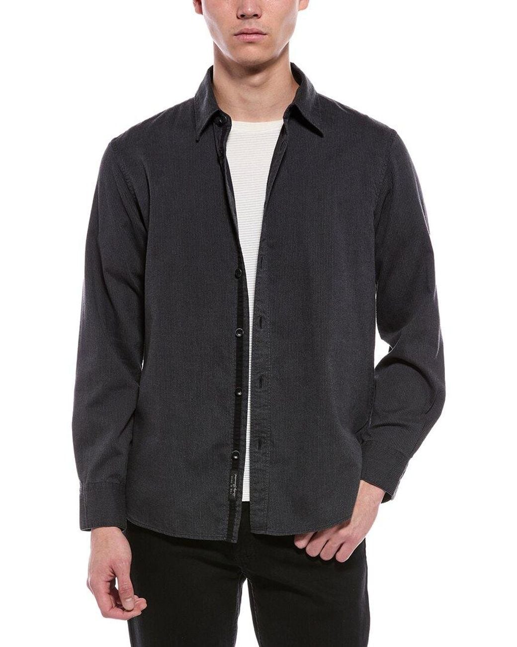 Rag & Bone Black Finch Zig Zag Dobby Shirt for men