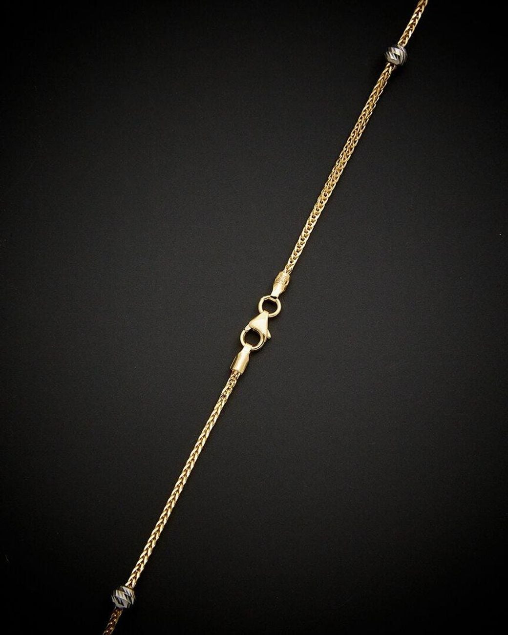 Italian Gold Black 14k Two-tone Bead Station Necklace