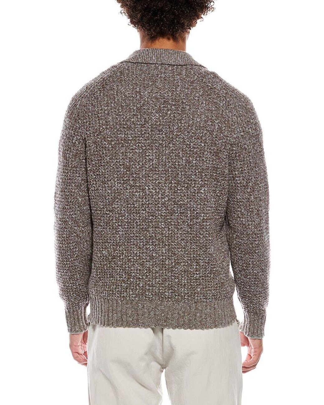 Brunello Cucinelli Gray Wool & Cashmere-Blend Polo Sweater for men