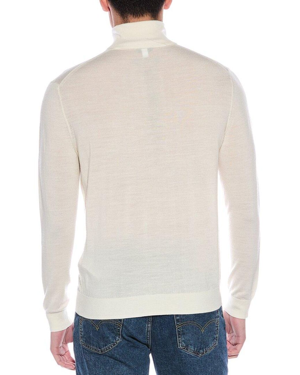 Reiss White Caine Slim Fit Merino Wool Turtleneck Sweater for men