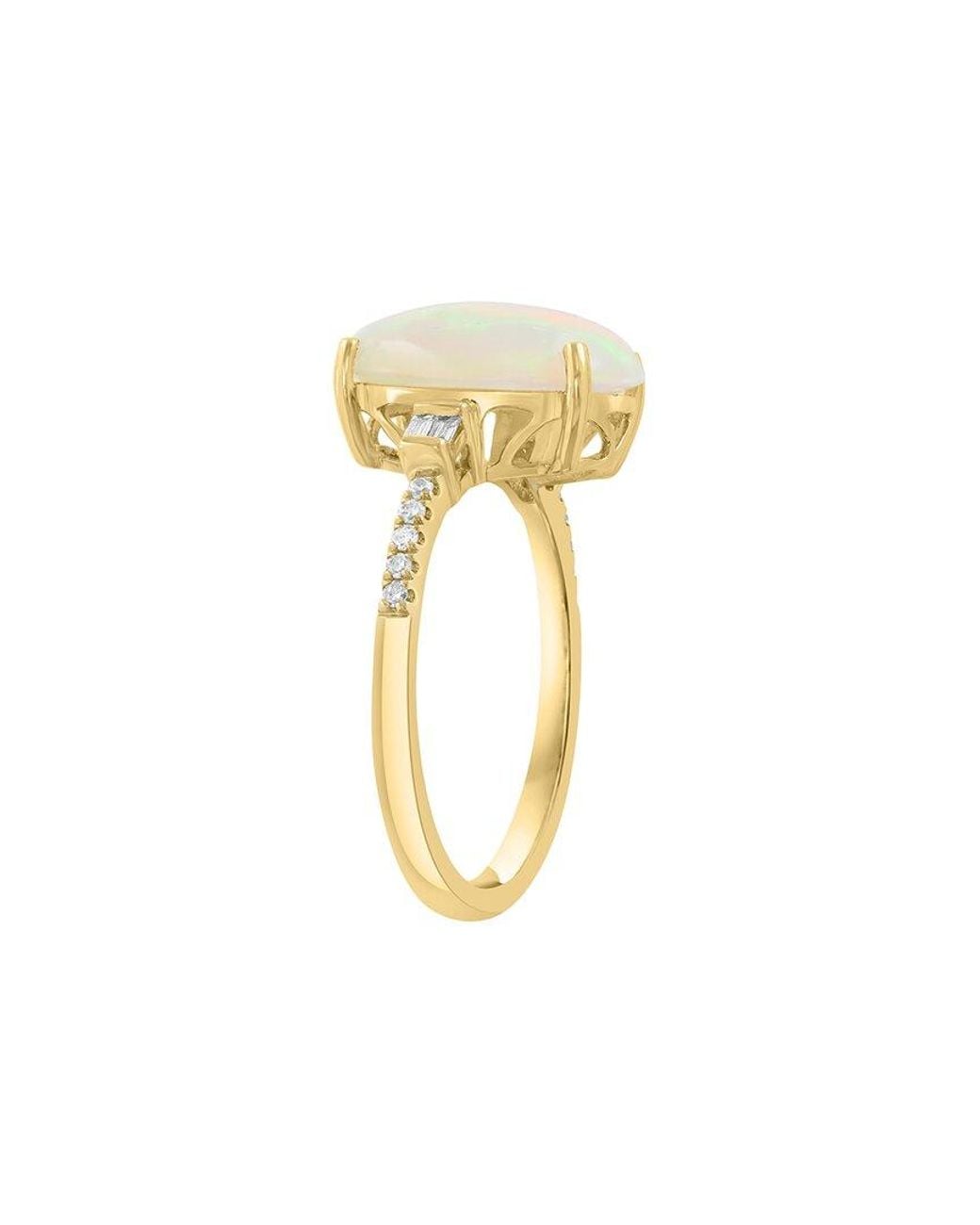 Effy Fine Jewelry White 14K 2.50 Ct. Tw. Diamond & Opal Ring