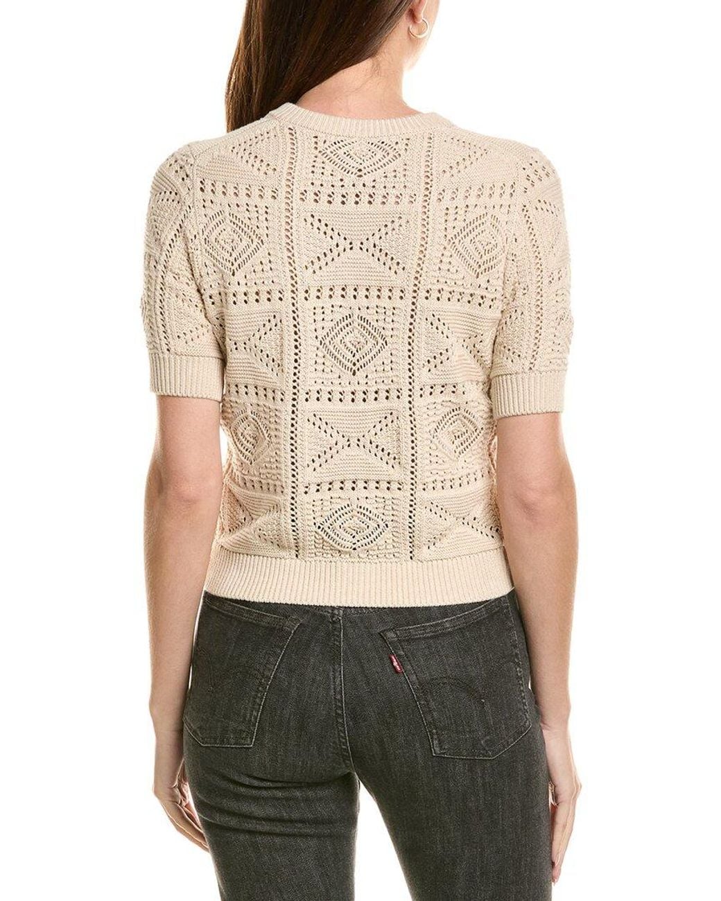 Autumn Cashmere White Cotton By Tile Stitch Cardigan