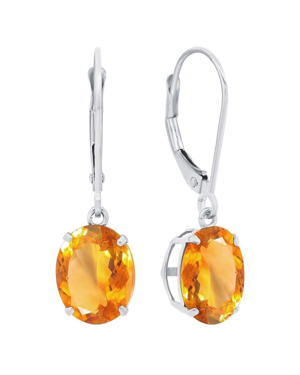 MaxColor Metallic Silver 4.50 Ct. Tw. Citrine Dangle Earrings