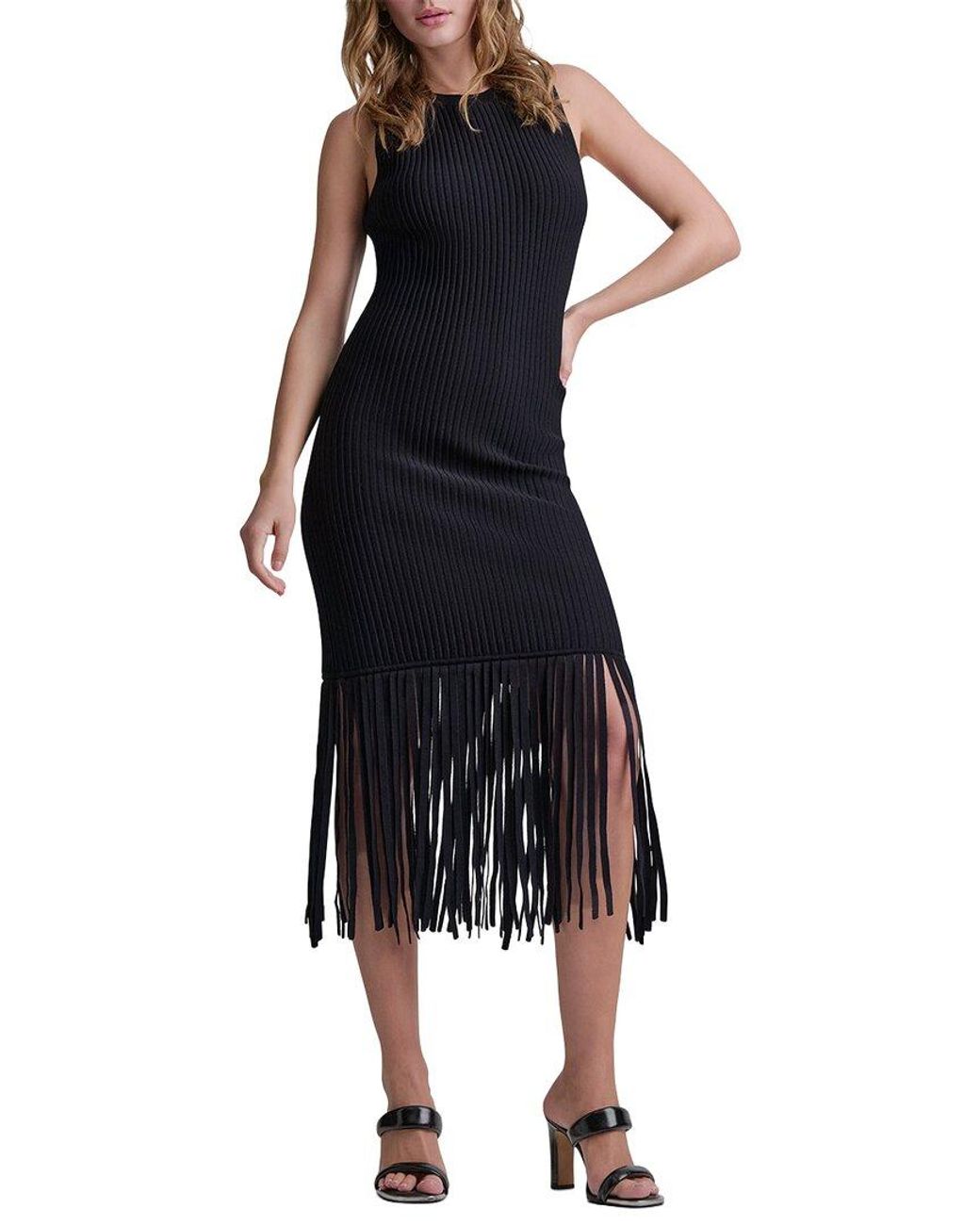 DKNY Blue Fringe Sweaterdress