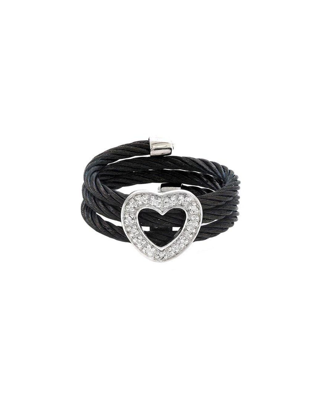 Diamond Select Cuts Black Stainless Steel 0.05 Ct. Tw. Diamond Ring