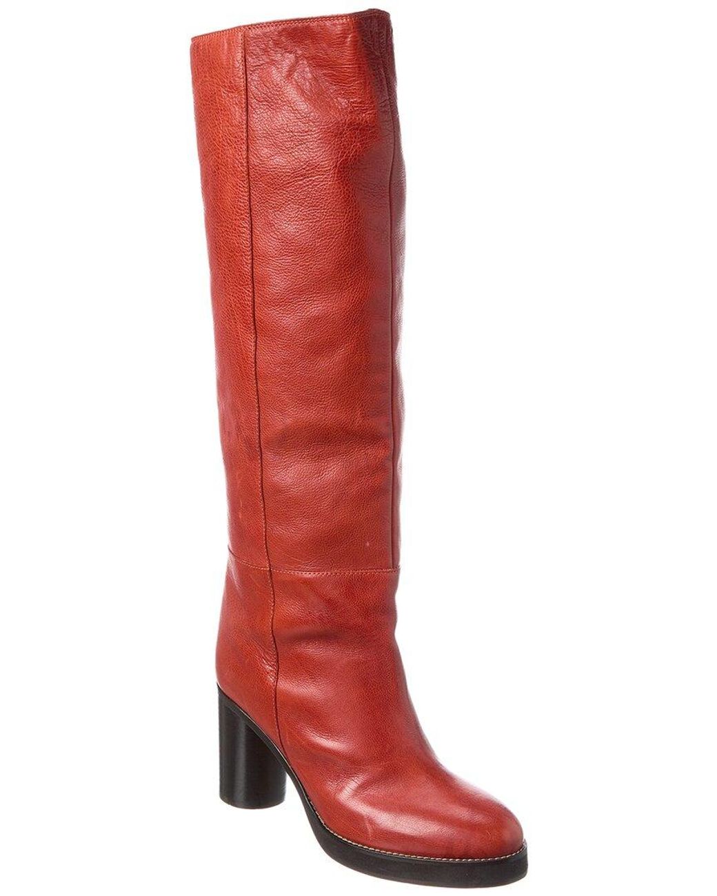 Isabel Marant Red Leather Over-The-Knee Boot