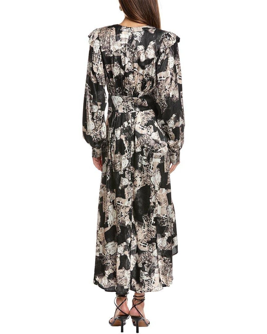IRO Black Nuna Silk-Blend Maxi Dres