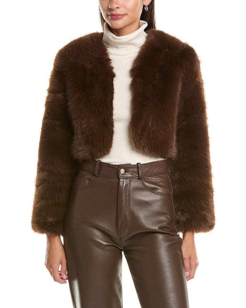 La Fiorentina Brown Faux Fur Jacket