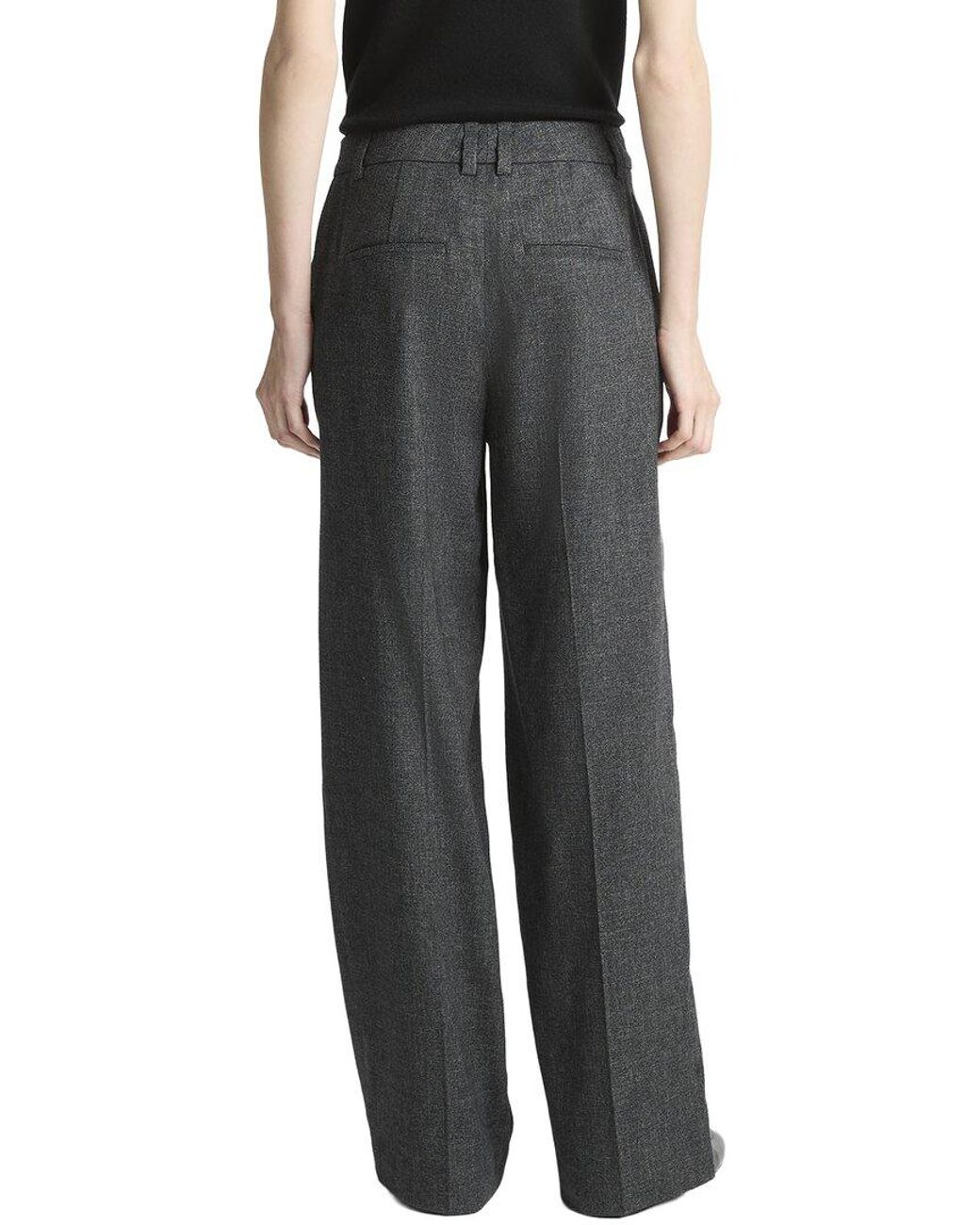 Vince Gray Jasper High Waisted Pintuck Linen & Wool-Blend Wide Leg Pant