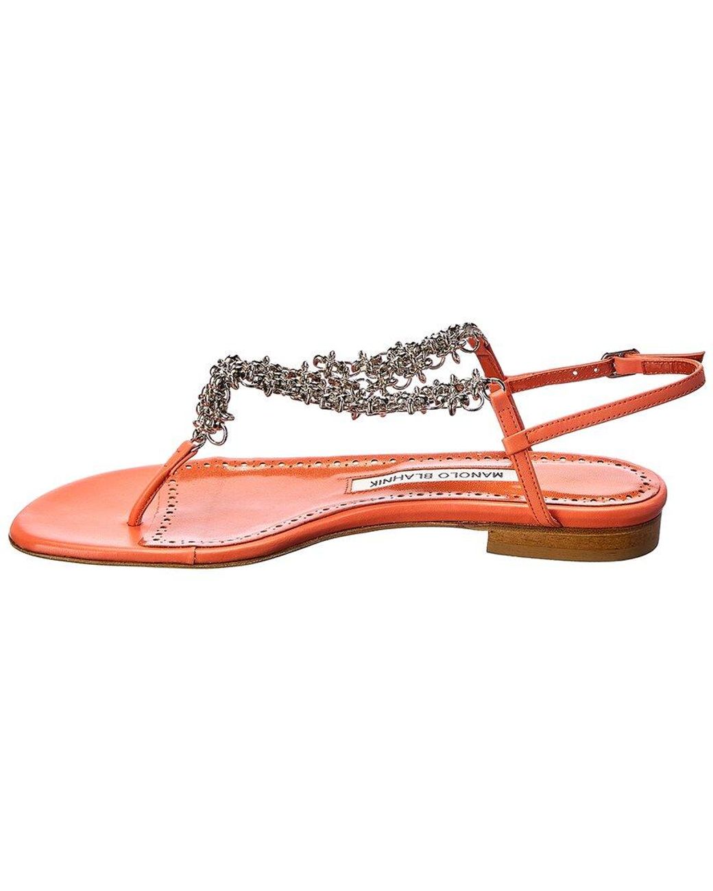 Manolo Blahnik Pink Leather Sandal