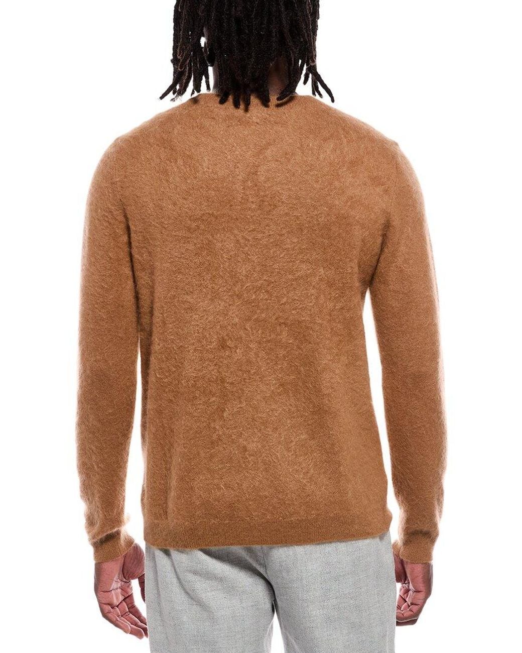 Autumn Cashmere Brown Brushed 100% Cashmere Crewneck Sweater for men