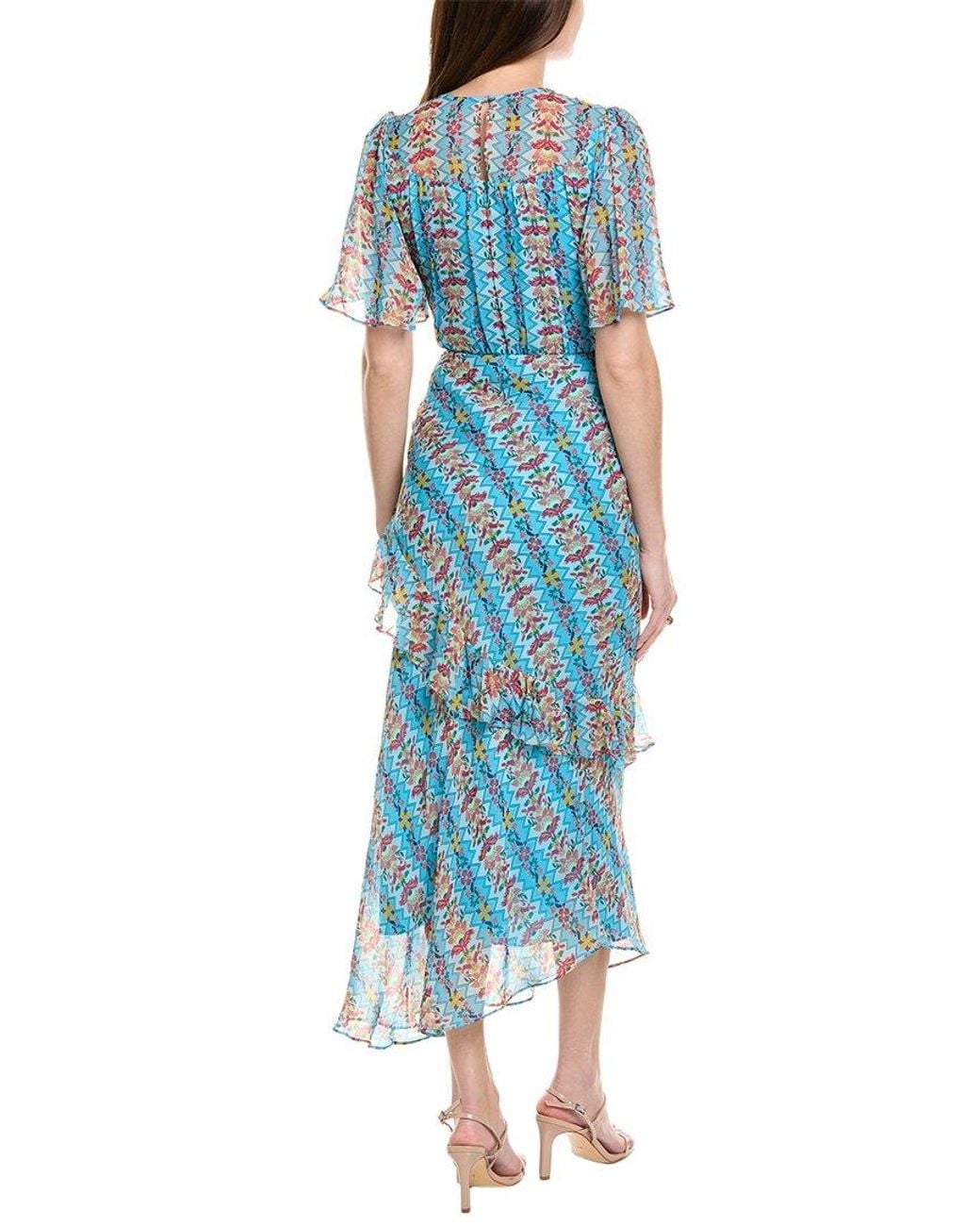 Saloni Blue Georgette Silk Maxi Dress