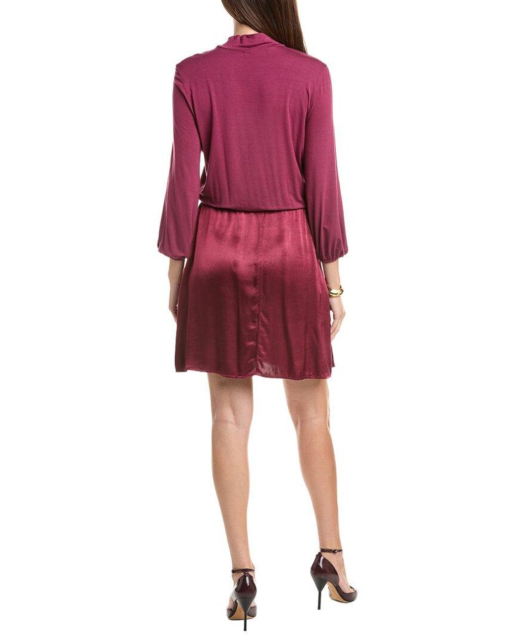 Michael Stars Red Myla Mock Neck 2-fer Mini Dress