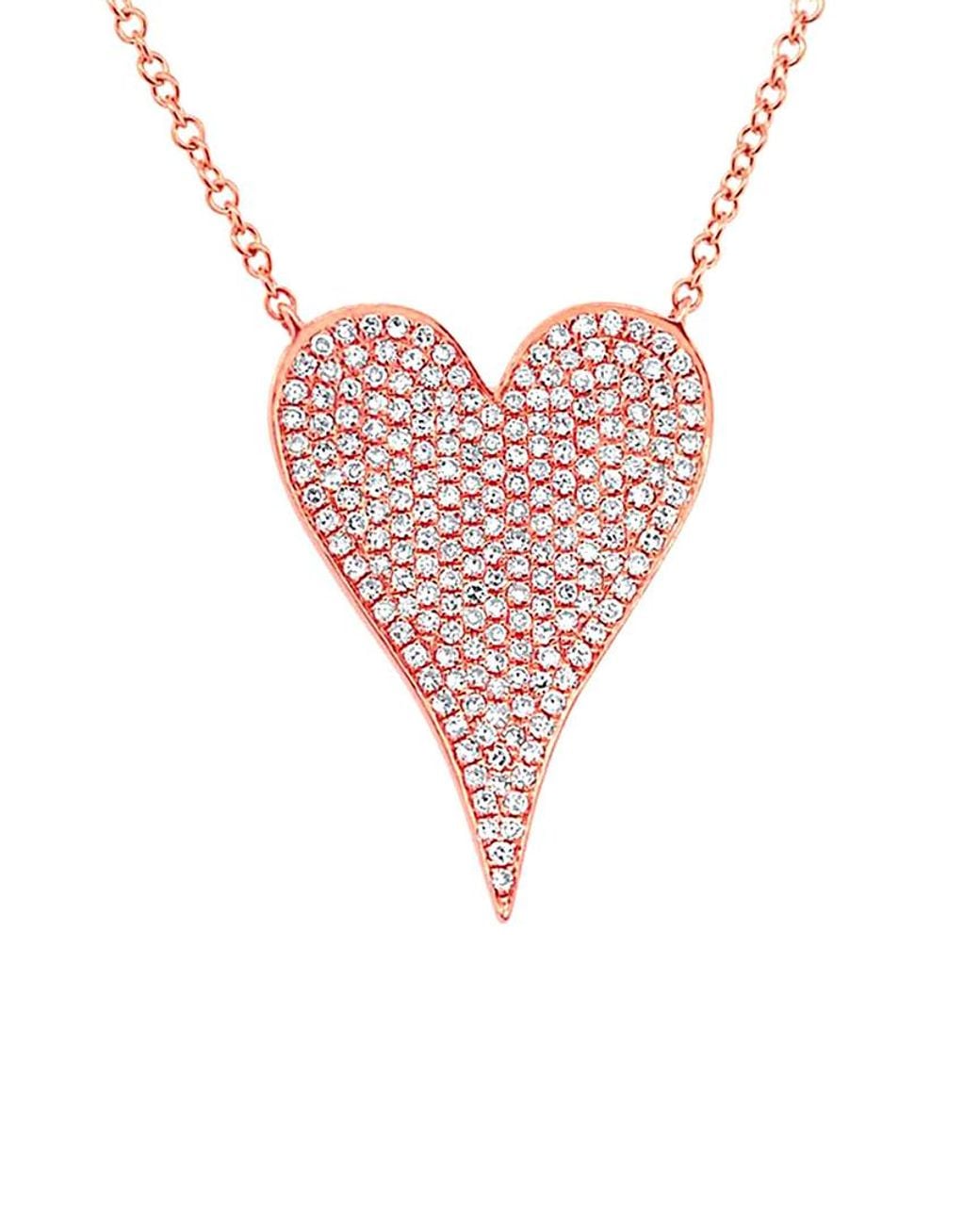 Diana M Pink Fine Jewelry 14k Rose Gold 0.43 Ct. Tw. Diamond Heart Necklace