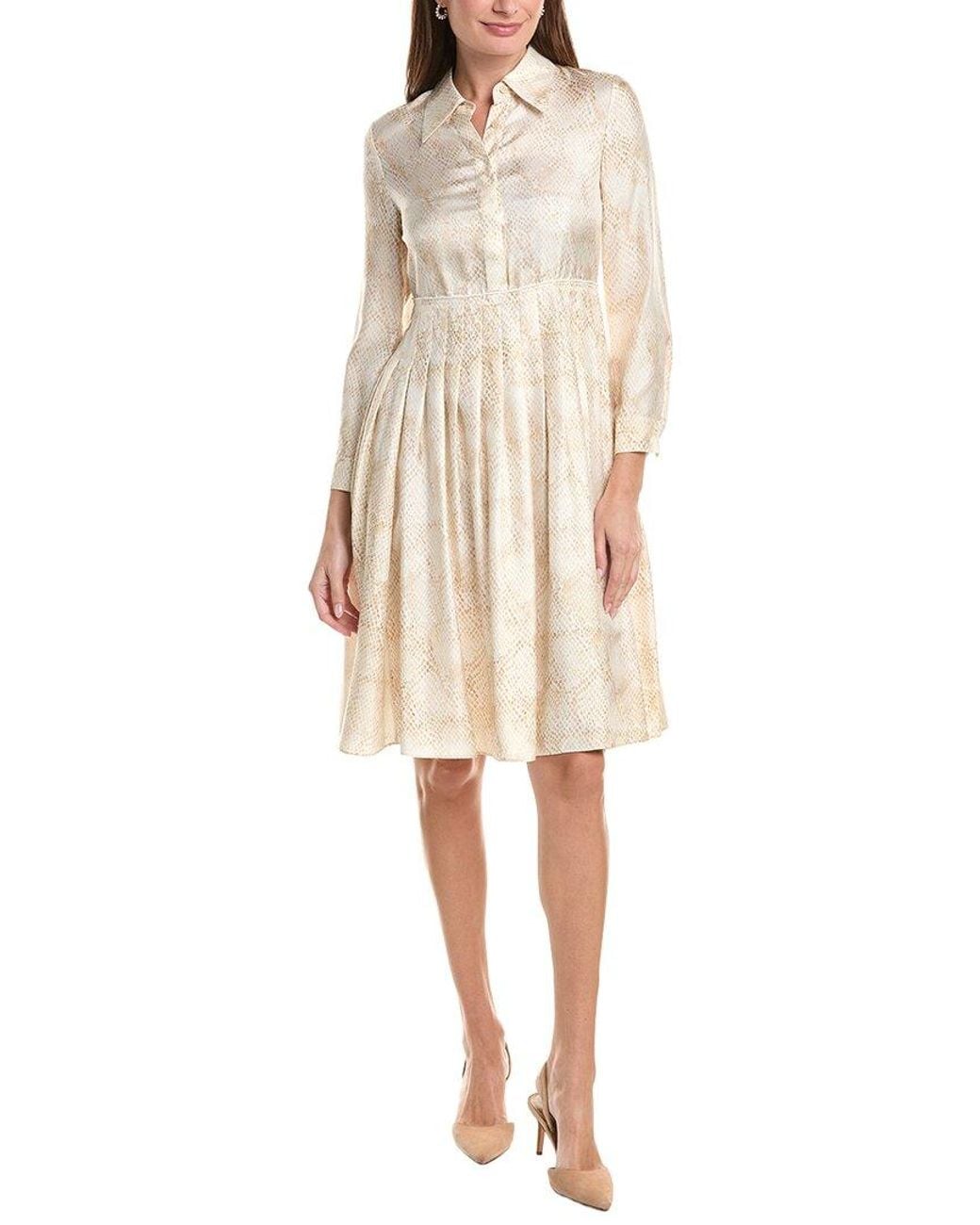 Lafayette 148 New York Natural Pintuck Waist Shirtdress