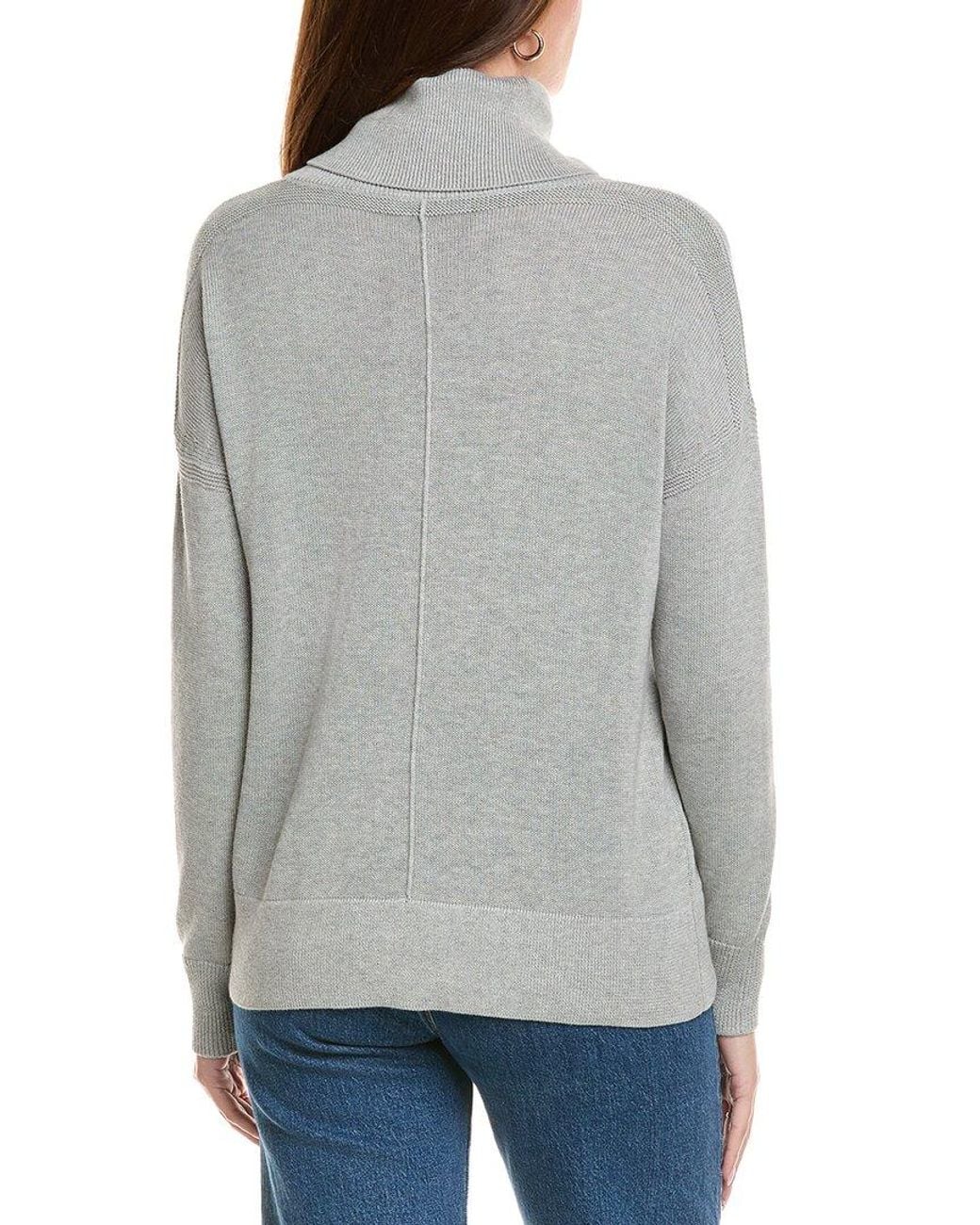 Hannah Rose Gray Boxy Turtleneck Cashmere-Blend Sweater