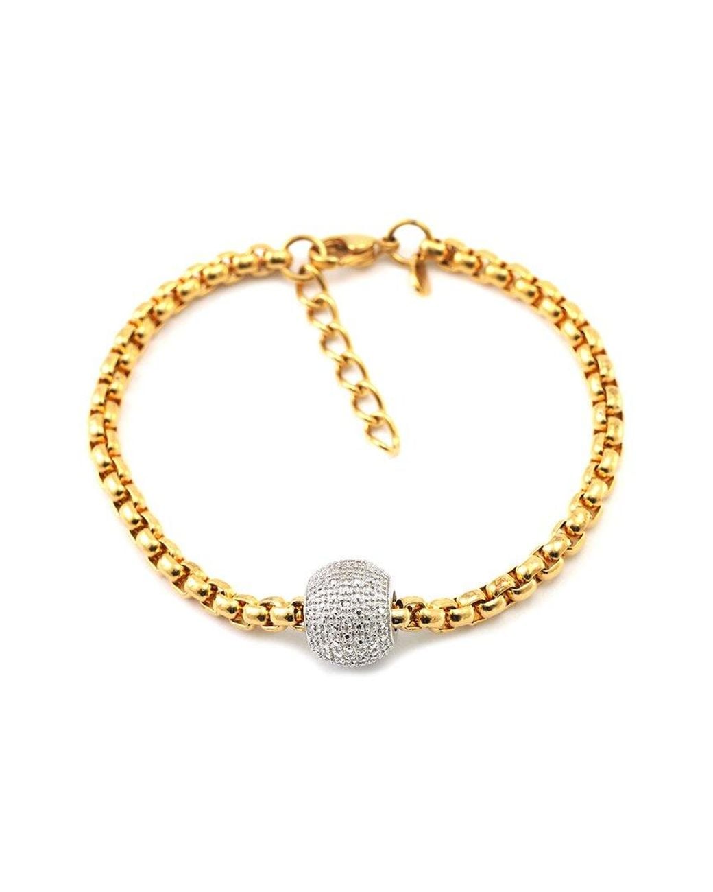 Diamond Select Cuts Metallic Stainless Steel 0.06 Ct. Tw. Diamond Bracelet
