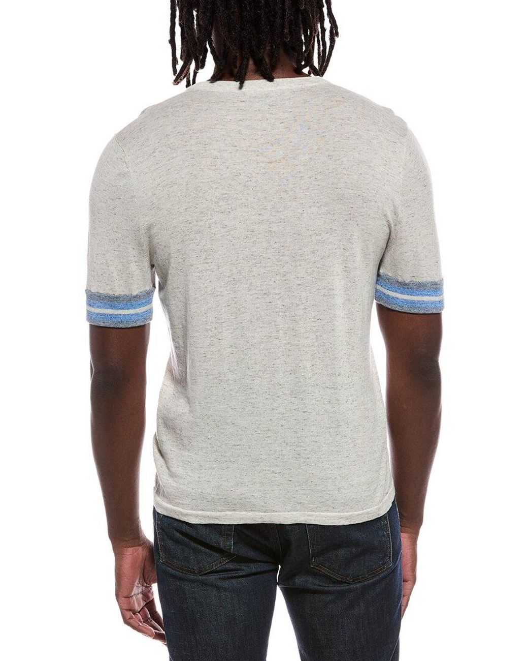 Autumn Cashmere Gray Striped Trim Henley Shirt for men