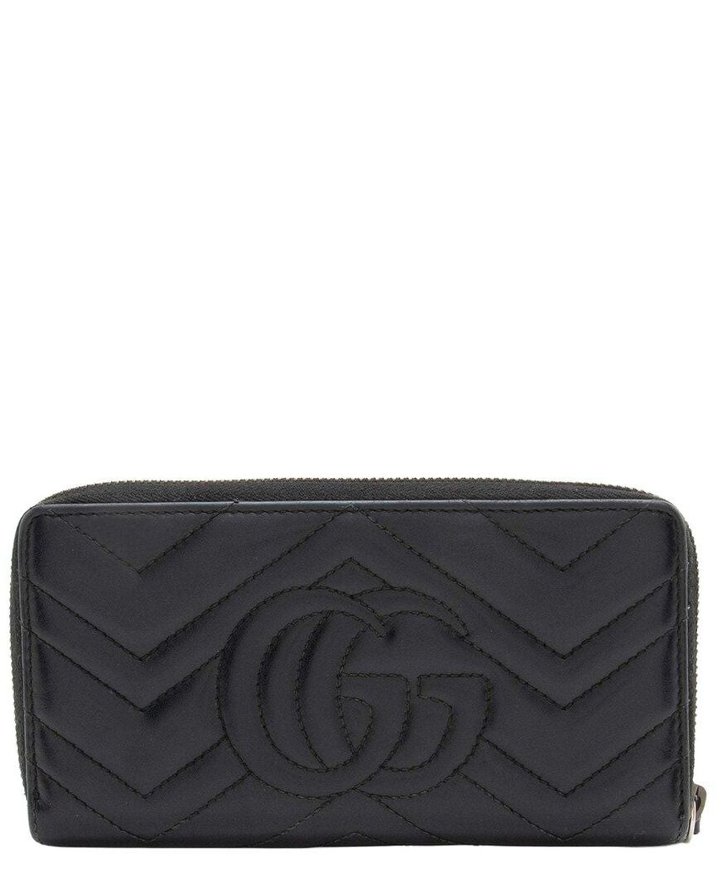 Gucci Black Matelassé GG Marmont Zip Wallet (authentic Pre-loved)