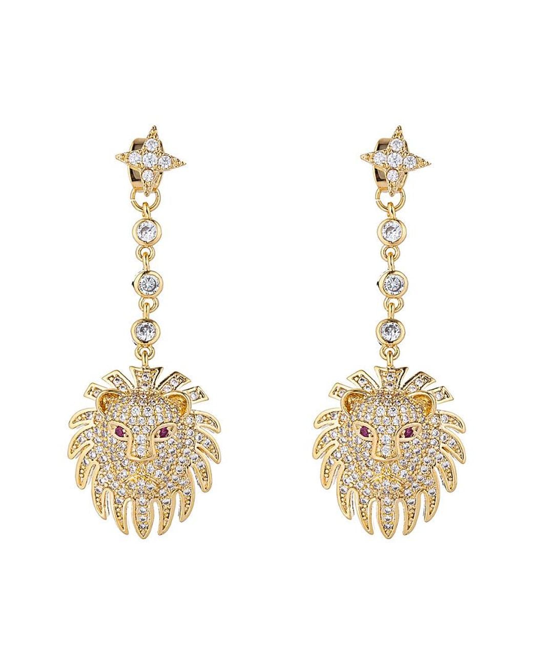 Eye Candy LA Metallic Luxe Collection 14k Plated Cz Leo Drop Earrings