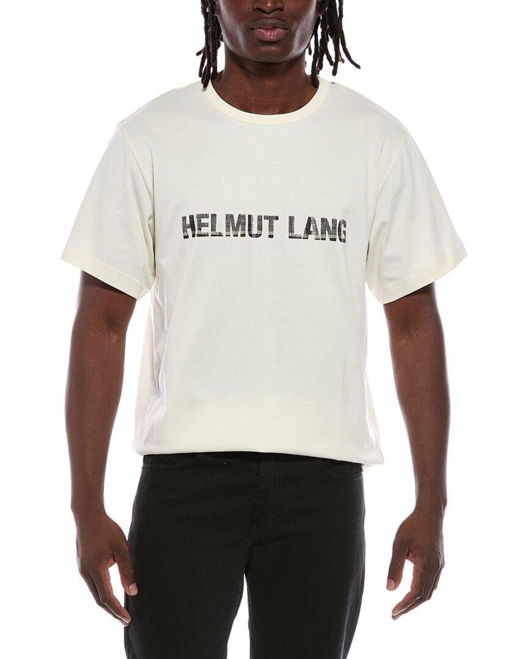 Helmut Lang White Plaid Check Logo T-Shirt for men