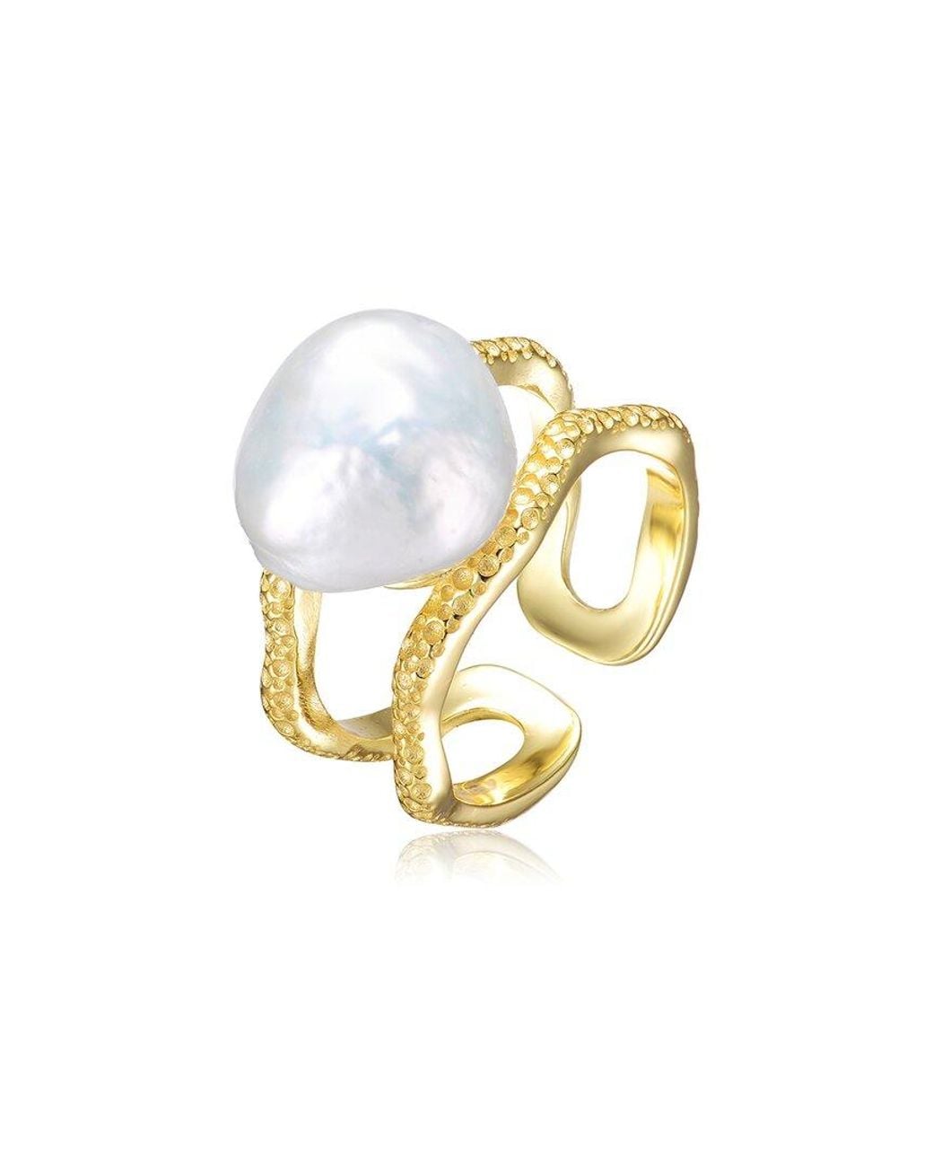 Rachel Glauber Metallic 14k Over Silver Pearl Ring