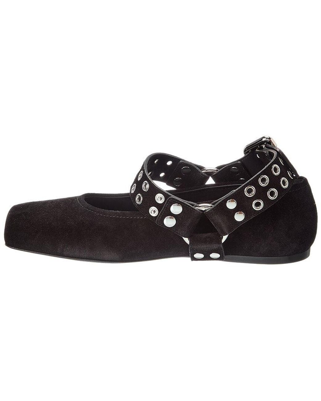 Alaïa Black Alaïa Biker Suede Ballet Flat