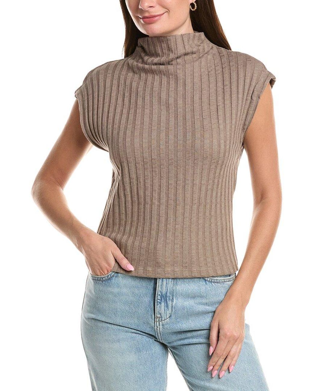 Michael Stars Gray Nara Mock Neck Top