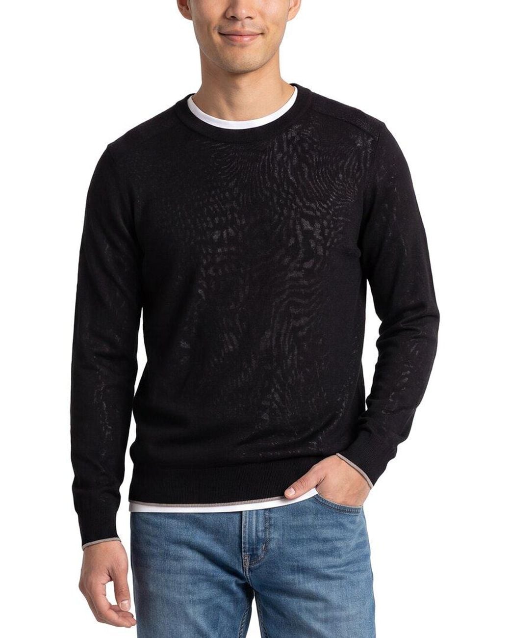 Raffi Black Jersey Crewneck Sweater for men