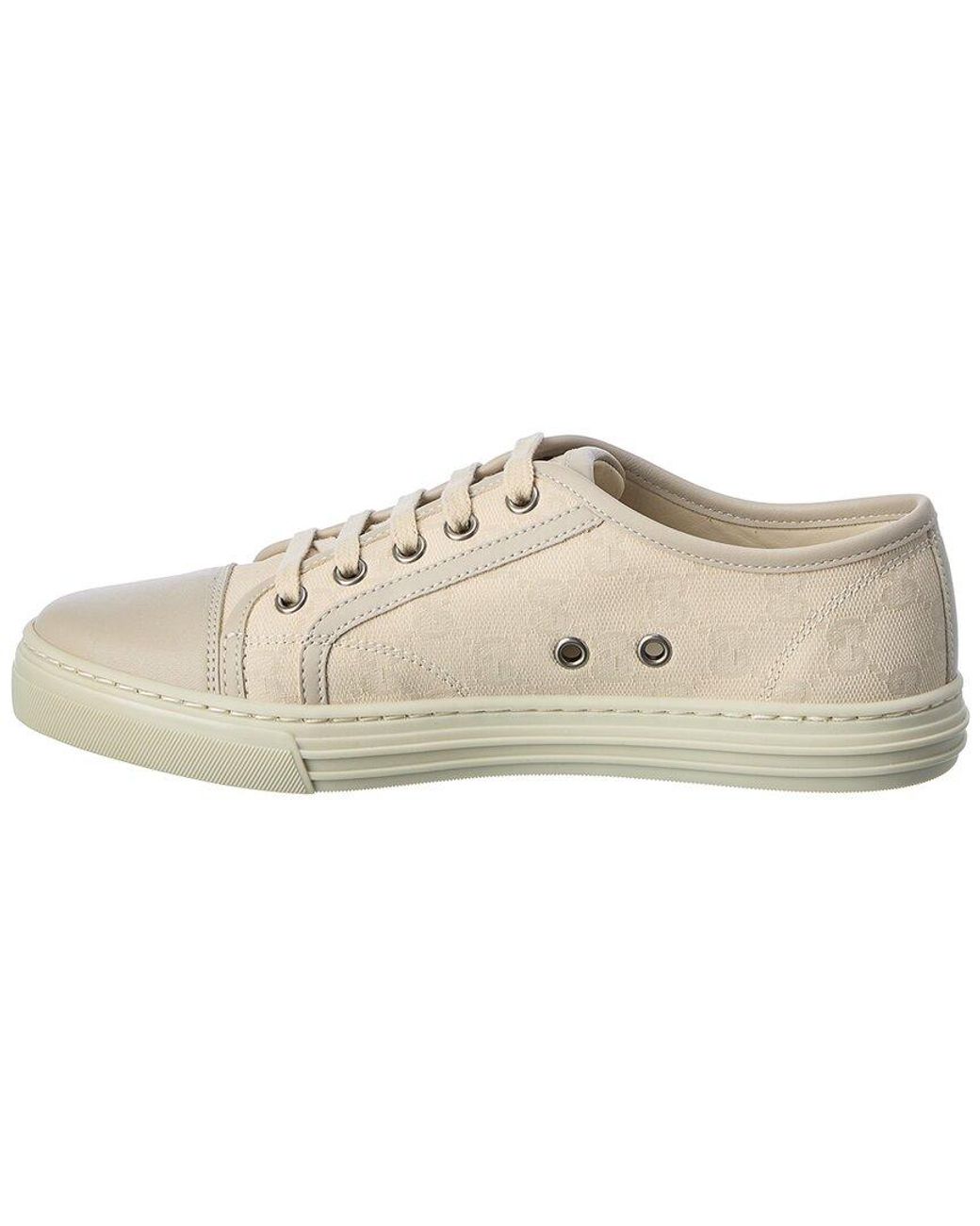 Gucci GG Canvas & Leather Sneaker in White | Lyst