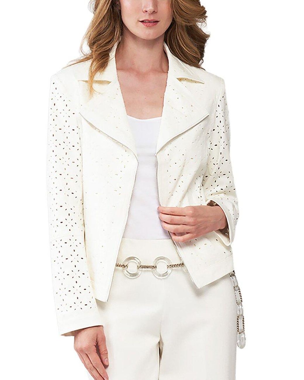 INSIGHT NEW YORK White Novelty Flower Laser Cut Jacket