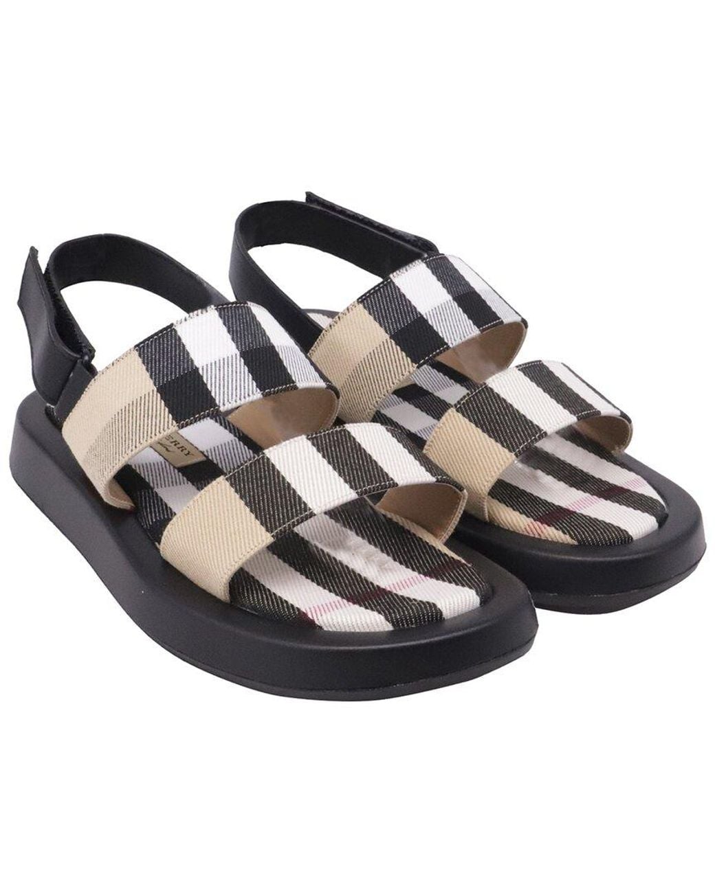 Burberry Black Vintage Check Canvas Slingback Sandal (Authentic Pre-Loved)