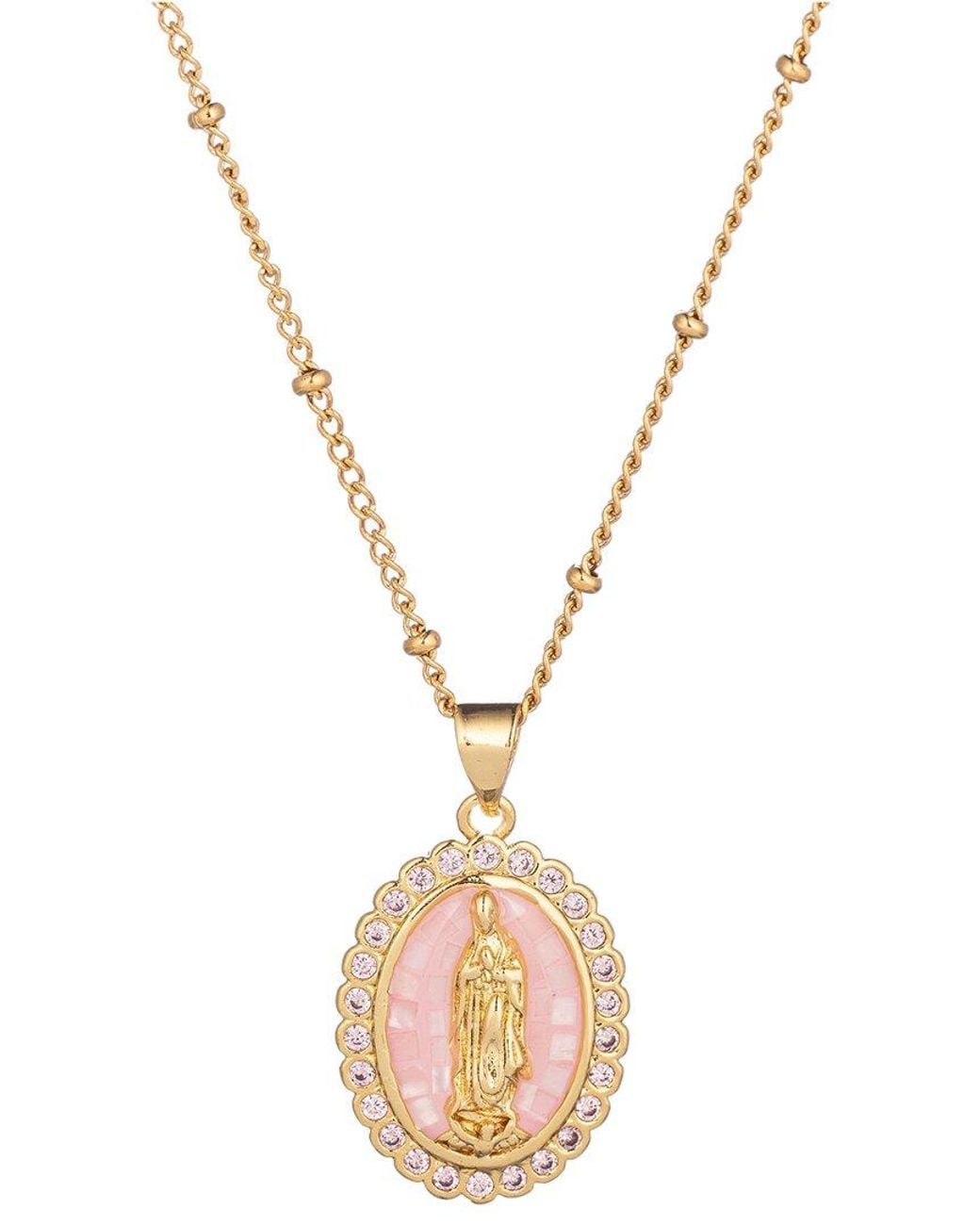 Eye Candy LA Metallic The Luxe Collection Titanium Cz Virgin Mary Pendant Necklace