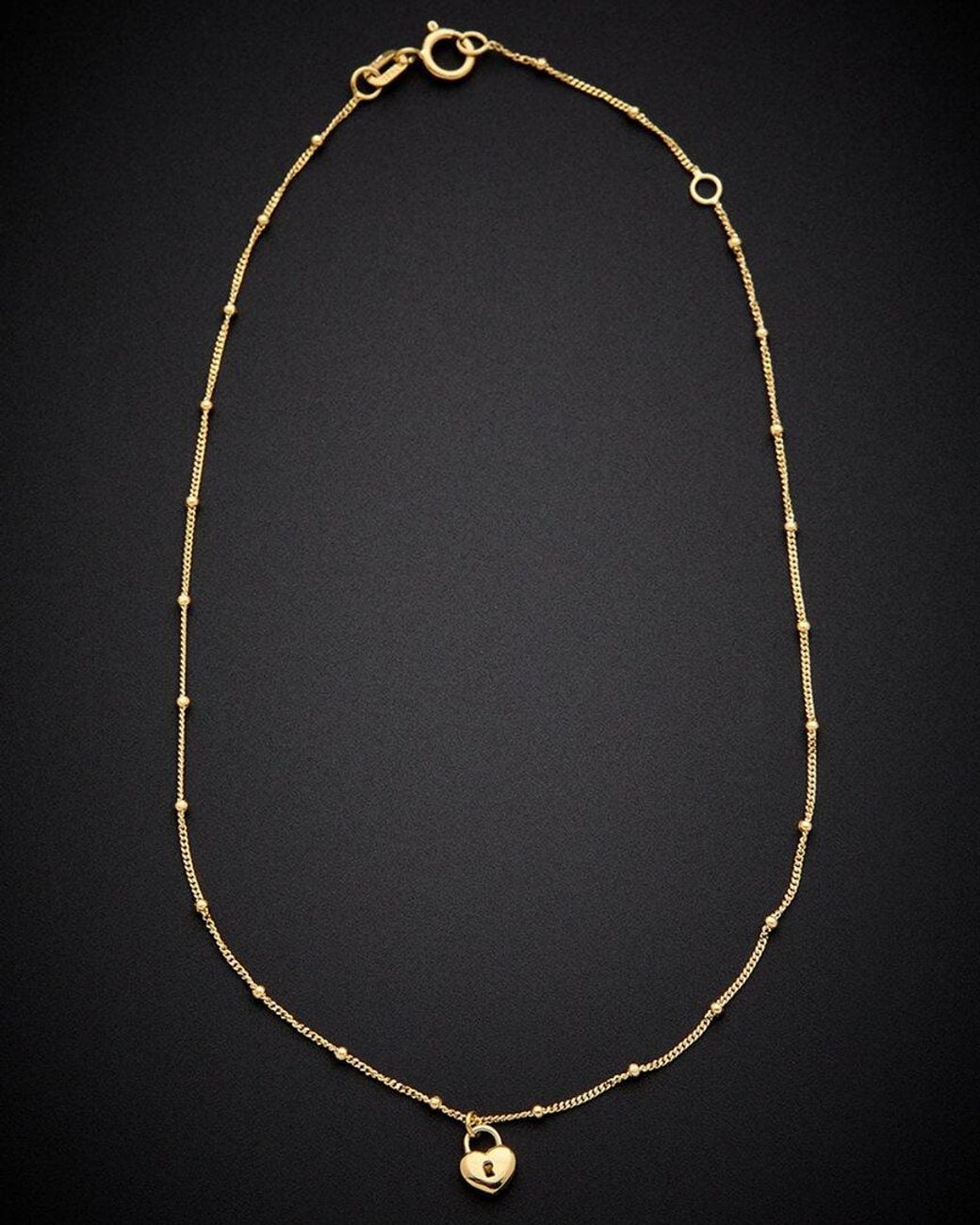 Italian Gold Black 14K Bead Station Anklet
